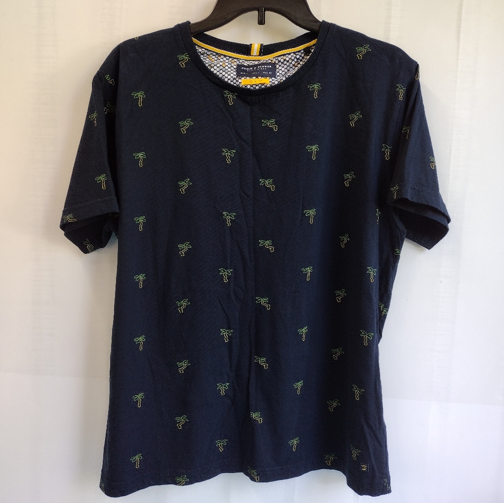 Denim & Flower Men's Navy Slim Fit Shirt Size L - Picture 2 of 7